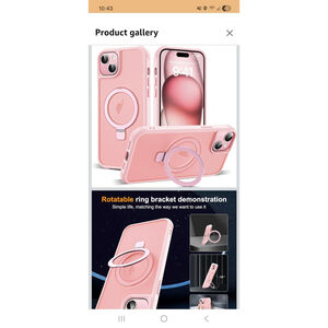 Saitong iPhone 15 Pink Phone Case 6.1 Inch Kickstand Ring Holder Shockproof NIB